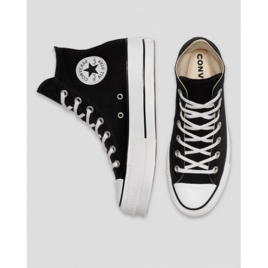 CONVERSE- Womens Chuck Taylor All Star Canvas Lift High Top Black