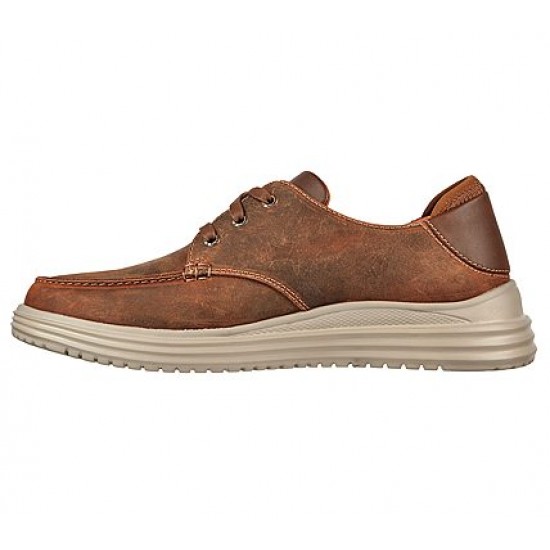 SKECHERS - MENS Dark Brown Leather Casual Comfort Lace Up Shoes - 204473/CDB